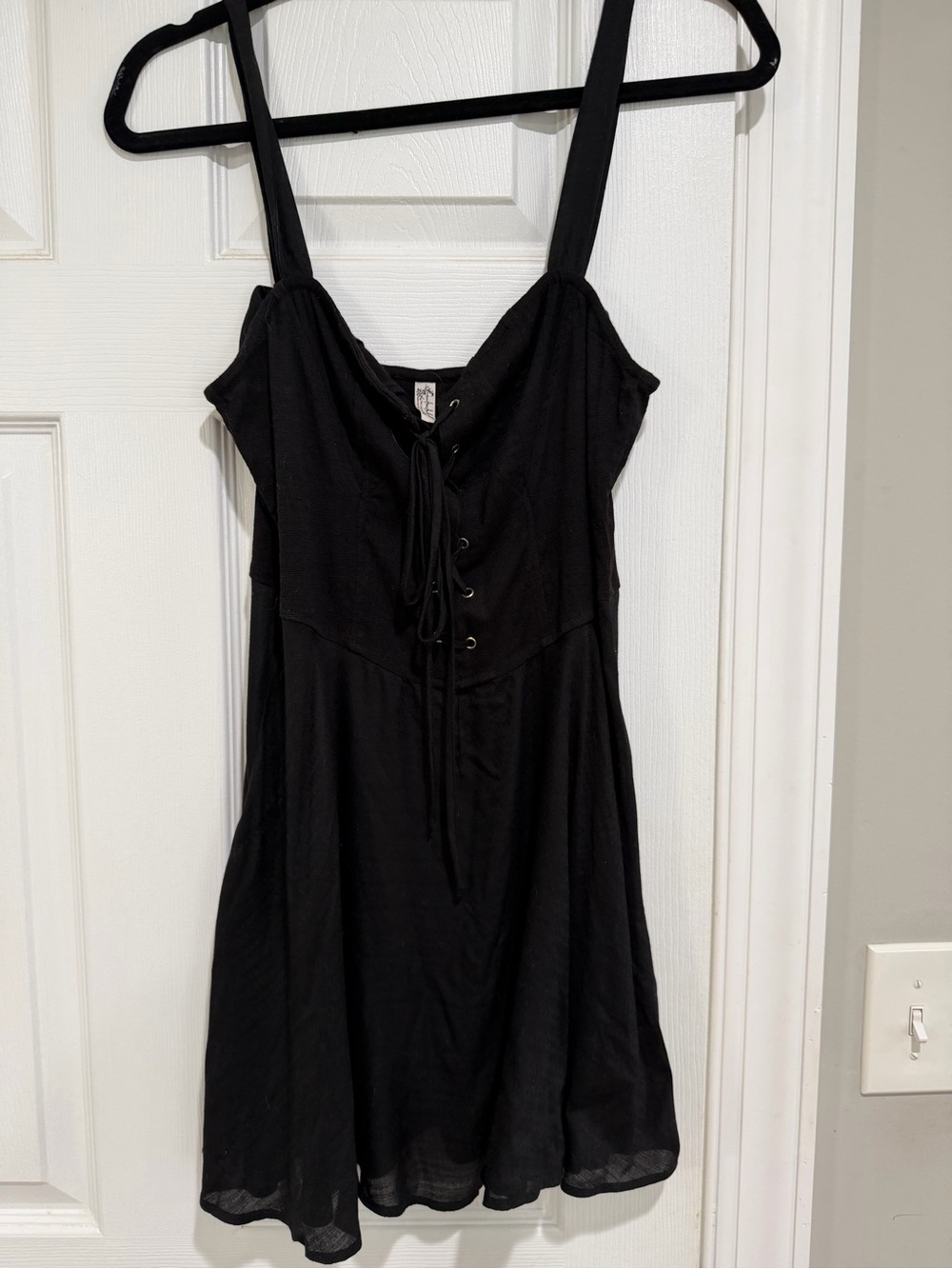 Free People Black Lace-Up Mini Dress